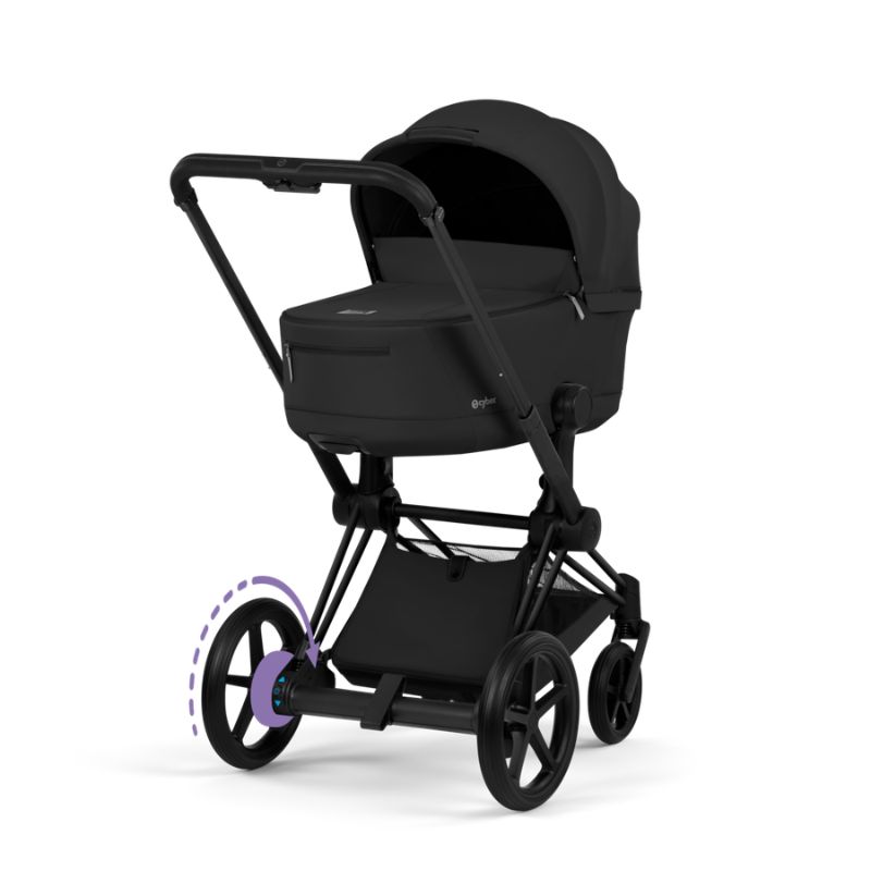 Cybex e-Priam Comfort Σύστημα Μεταφοράς 2-Σε-1 Με Πτυσσόμενο Πορτ Μπεμπέ Sepia Black | black Με Σκελετό Matt Black | black