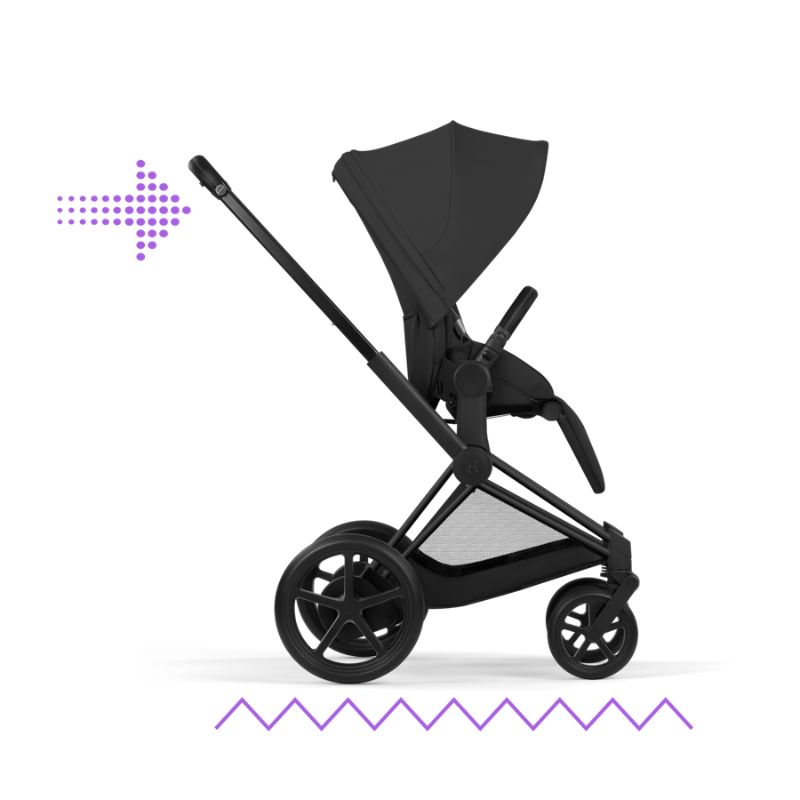Cybex e-Priam Comfort Σύστημα Μεταφοράς 2-Σε-1 Με Πτυσσόμενο Πορτ Μπεμπέ Sepia Black | black Με Σκελετό Matt Black | black