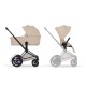 Cybex e-Priam Comfort Σύστημα Μεταφοράς 2-Σε-1 Με Πτυσσόμενο Πορτ Μπεμπέ Cozy Beige | beige Με Σκελετό Matt Black | black