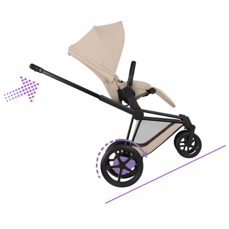 Cybex e-Priam Comfort Σύστημα Μεταφοράς 2-Σε-1 Με Πτυσσόμενο Πορτ Μπεμπέ Cozy Beige | beige Με Σκελετό Matt Black | black