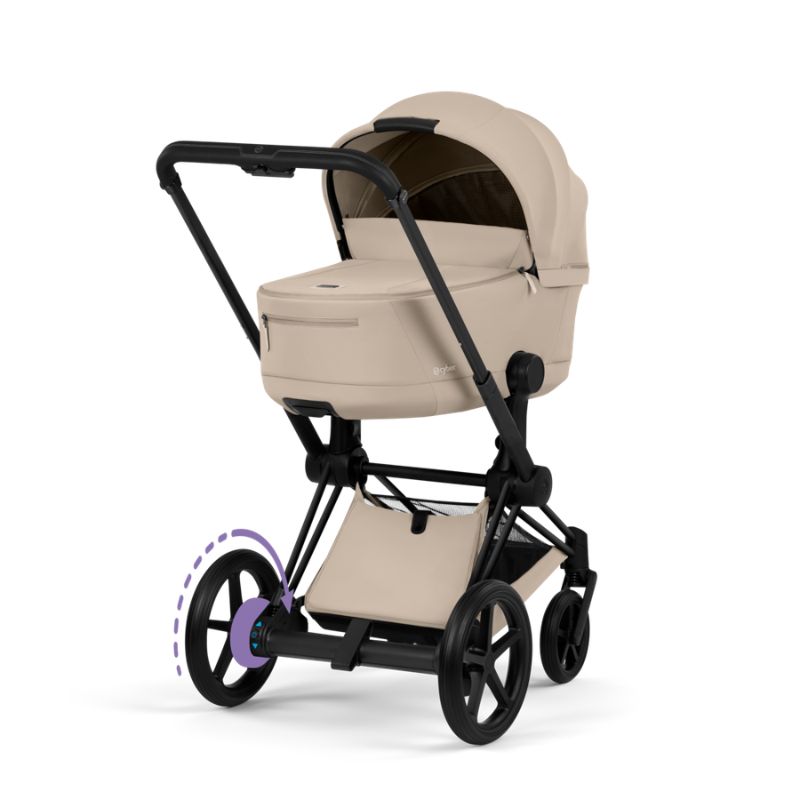 Cybex e-Priam Comfort Σύστημα Μεταφοράς 2-Σε-1 Με Πτυσσόμενο Πορτ Μπεμπέ Cozy Beige | beige Με Σκελετό Matt Black | black