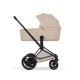 Cybex e-Priam Comfort Σύστημα Μεταφοράς 2-Σε-1 Με Πτυσσόμενο Πορτ Μπεμπέ Cozy Beige | beige Με Σκελετό Matt Black | black