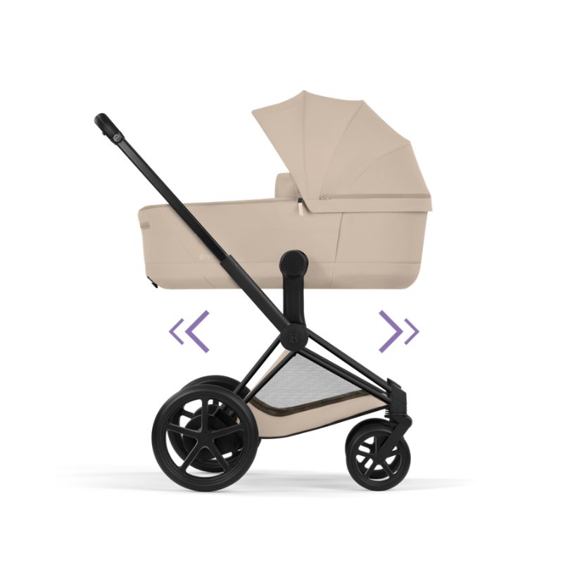 Cybex e-Priam Comfort Σύστημα Μεταφοράς 2-Σε-1 Με Πτυσσόμενο Πορτ Μπεμπέ Cozy Beige | beige Με Σκελετό Matt Black | black