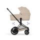 Cybex e-Priam Comfort Σύστημα Μεταφοράς 2-Σε-1 Με Πτυσσόμενο Πορτ Μπεμπέ Cozy Beige | beige Με Σκελετό Matt Black | black