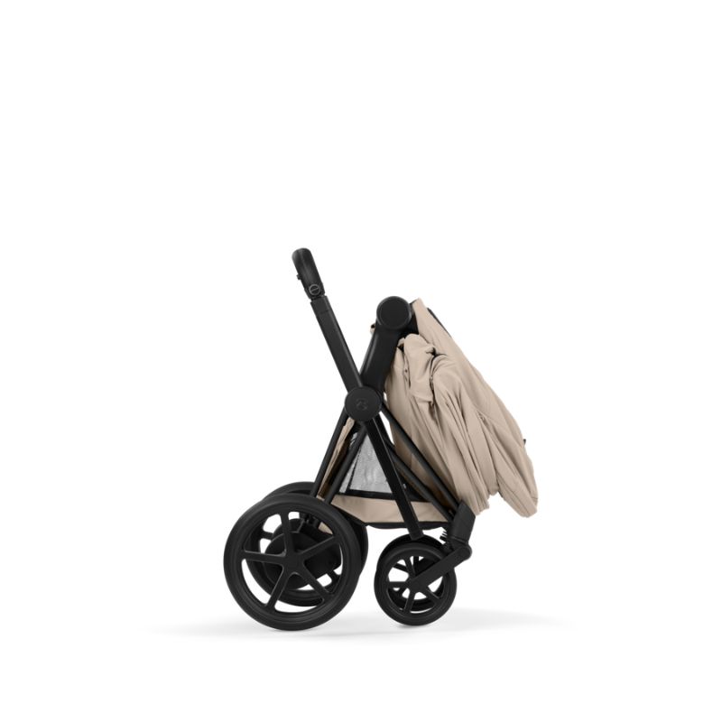 Cybex e-Priam Comfort Σύστημα Μεταφοράς 2-Σε-1 Με Πτυσσόμενο Πορτ Μπεμπέ Cozy Beige | beige Με Σκελετό Matt Black | black