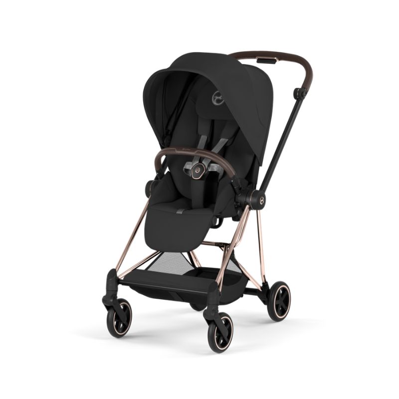 Cybex Mios Comfort Σύστημα Μεταφοράς 2-Σε-1 Με Πτυσσόμενο Πορτ Μπεμπέ Sepia Black | black Με Σκελετό Rosegold | rosegold