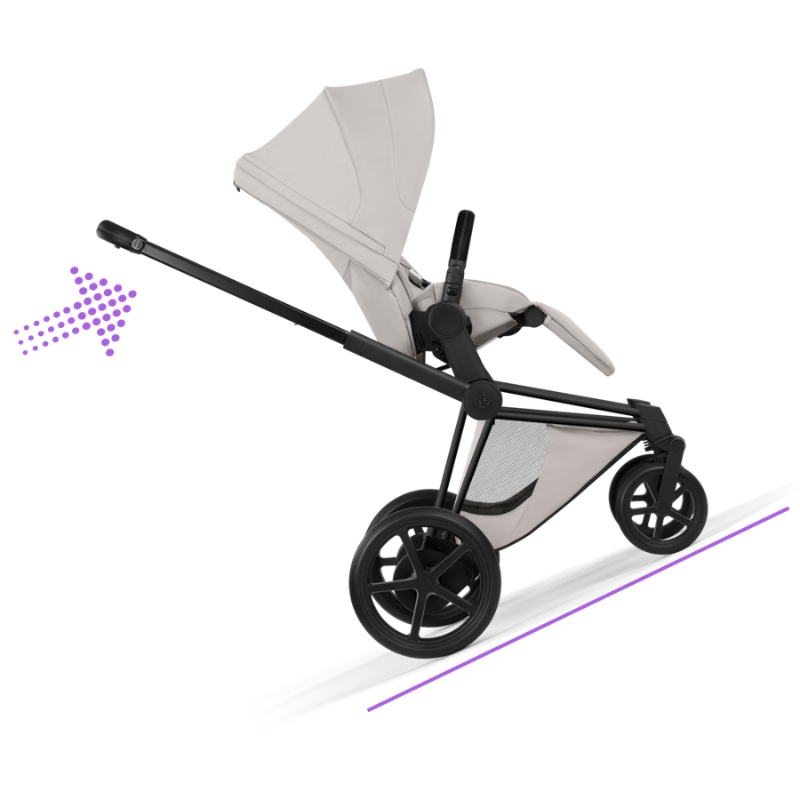 Cybex e-Priam Style Βρεφικό Καρότσι City Grey | light grey Με Σκελετό Matt Black | black
