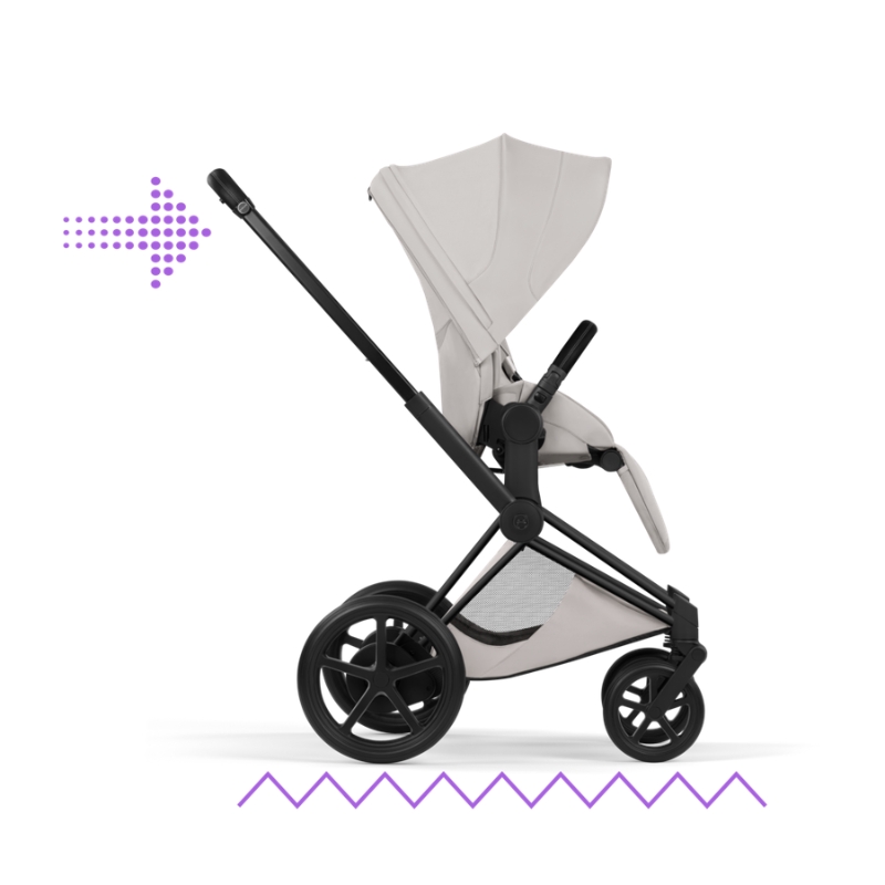Cybex e-Priam Style Βρεφικό Καρότσι City Grey | light grey Με Σκελετό Matt Black | black