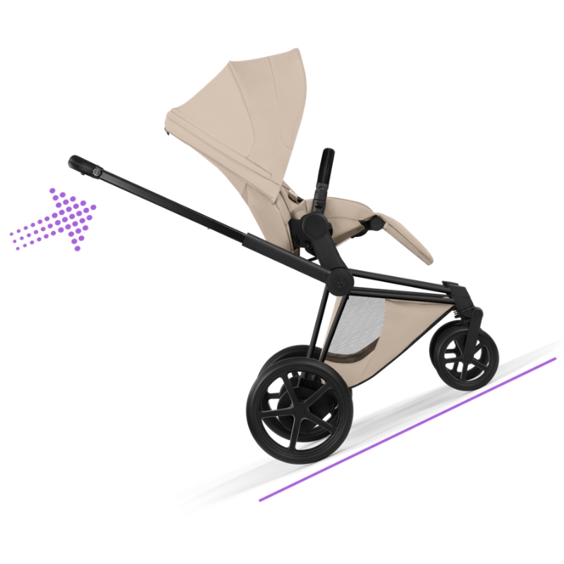 Cybex e-Priam Style Βρεφικό Καρότσι Cozy Beige | beige Με Σκελετό Matt Black | black