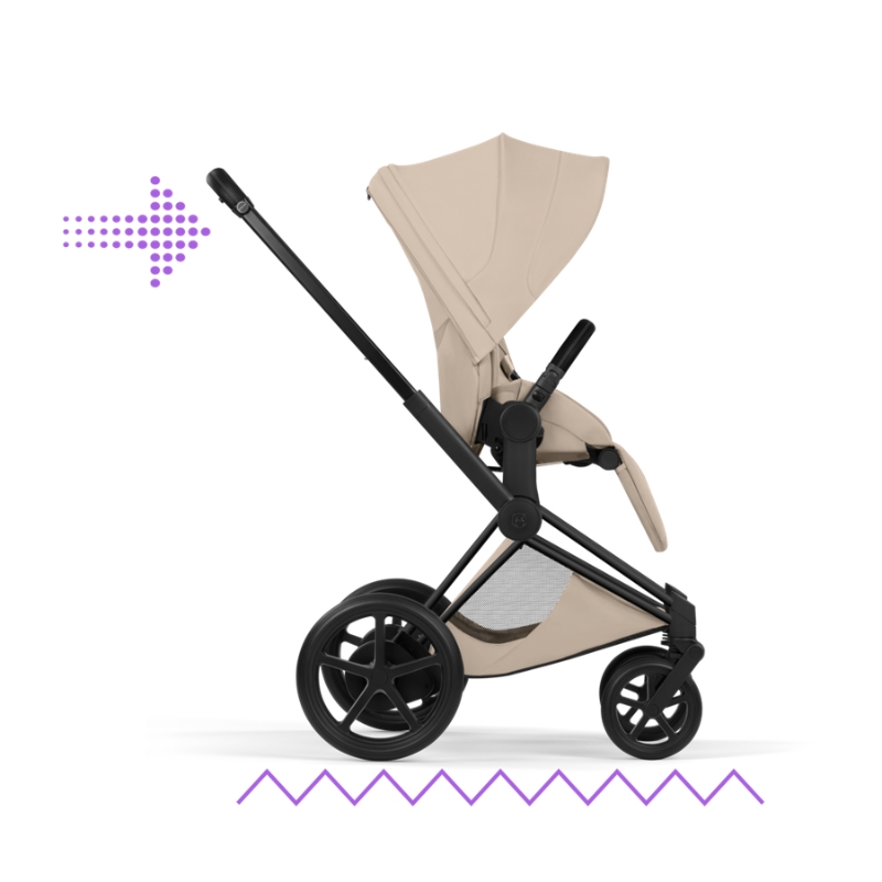 Cybex e-Priam Style Βρεφικό Καρότσι Cozy Beige | beige Με Σκελετό Matt Black | black