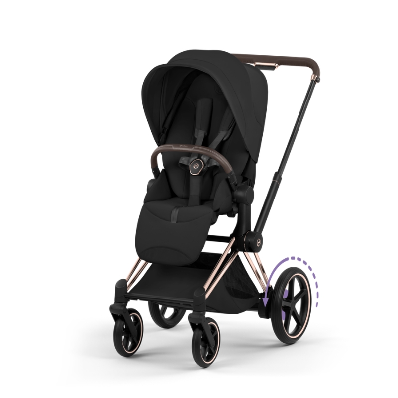 Cybex e-Priam Style Βρεφικό Καρότσι Sepia Black | black Με Σκελετό Rosegold | rosegold