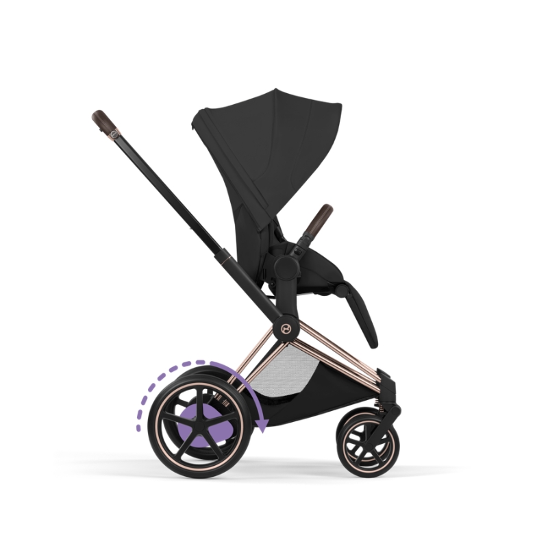 Cybex e-Priam Style Βρεφικό Καρότσι Sepia Black | black Με Σκελετό Rosegold | rosegold