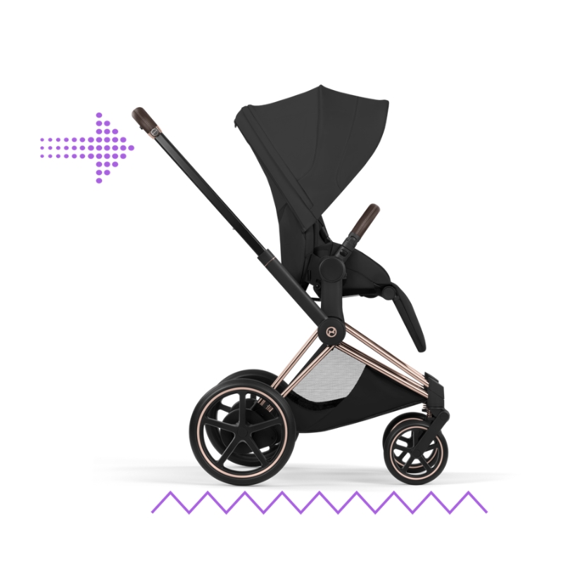 Cybex e-Priam Style Βρεφικό Καρότσι Sepia Black | black Με Σκελετό Rosegold | rosegold