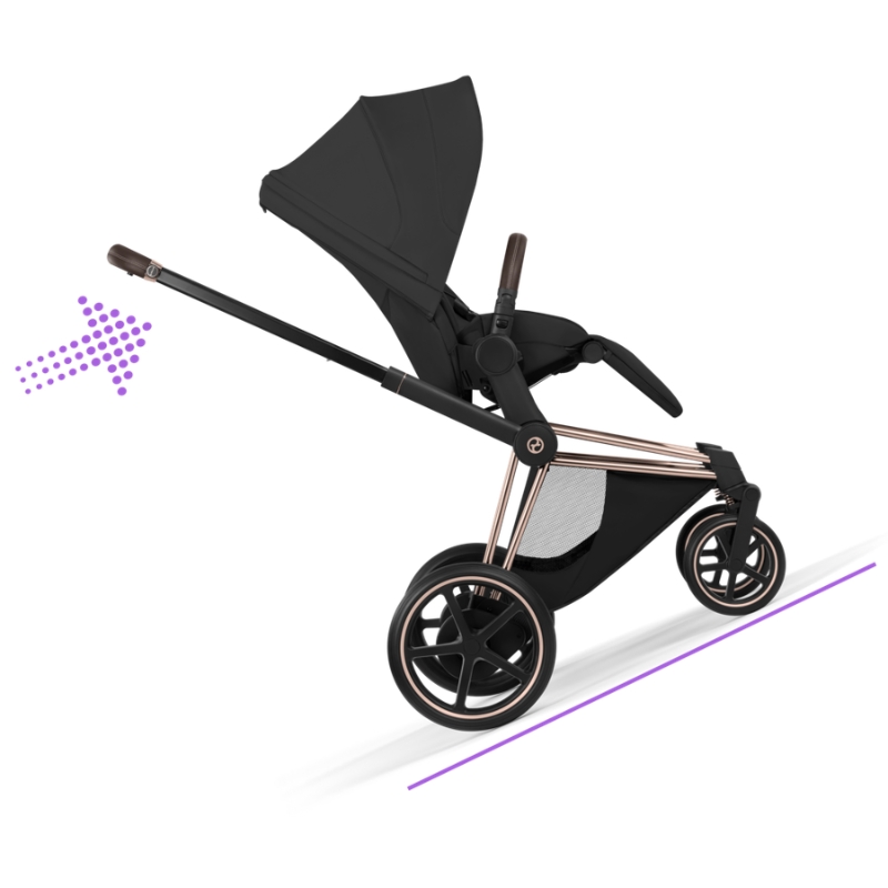 Cybex e-Priam Style Βρεφικό Καρότσι Sepia Black | black Με Σκελετό Rosegold | rosegold