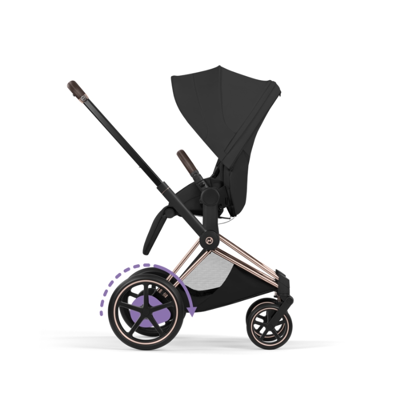 Cybex e-Priam Style Βρεφικό Καρότσι Sepia Black | black Με Σκελετό Rosegold | rosegold