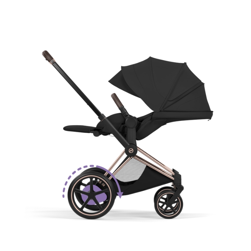 Cybex e-Priam Style Βρεφικό Καρότσι Sepia Black | black Με Σκελετό Rosegold | rosegold