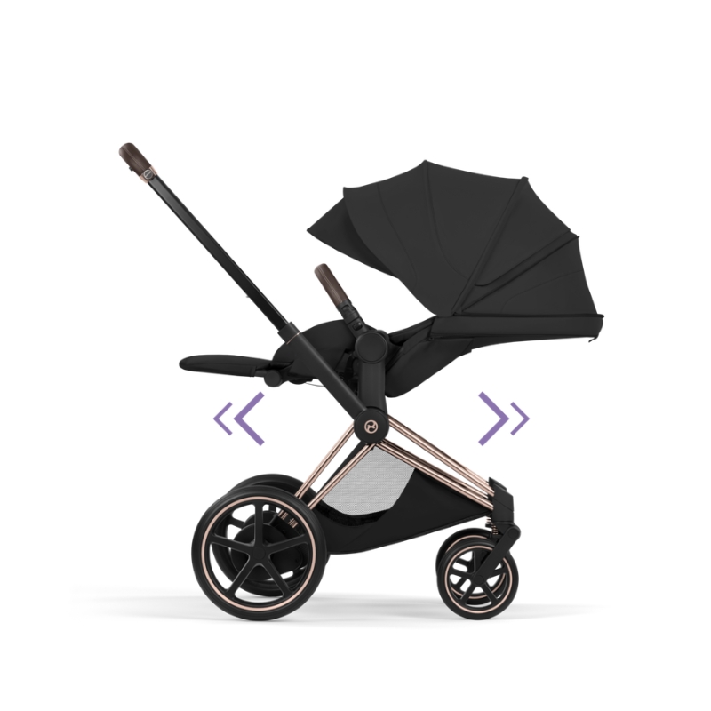 Cybex e-Priam Style Βρεφικό Καρότσι Sepia Black | black Με Σκελετό Rosegold | rosegold
