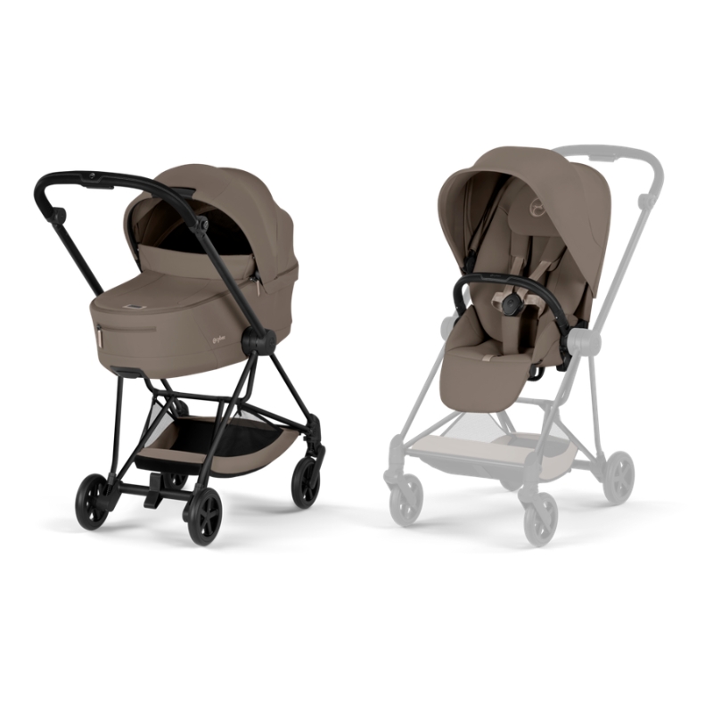 Cybex Mios Comfort Σύστημα Μεταφοράς 2-Σε-1 Με Πτυσσόμενο Πορτ Μπεμπέ Coconut Brown | dark brown Με Σκελετό Matt Black | black