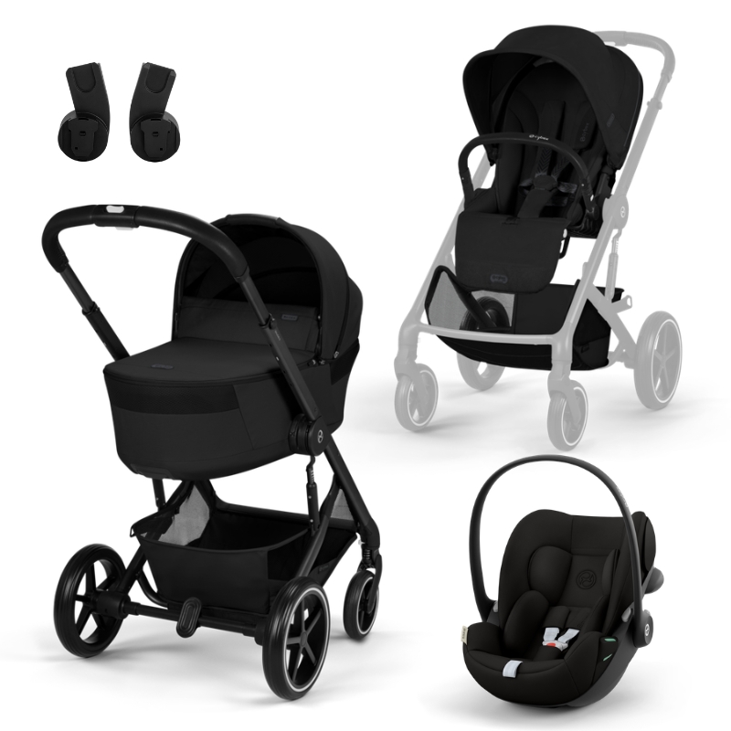 Cybex Balios S Lux Σύστημα Μεταφοράς Με Πτυσσόμενο Πορτ Μπεμπέ Moon Black | black Cloud G3 i-Size Plus Κάθισμα Αυτοκινήτου 40-87cm Moon Black | black