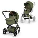 Cybex Balios S Lux Σύστημα Μεταφοράς 2-Σε-1 Με Πτυσσόμενο Πορτ Μπεμπέ Moss Green | khaki