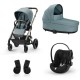 Cybex Balios S Lux Set S Καρότσι Sky Blue | light blue, Πορτ Μπεμπέ Sky Blue | light blue, Κάθισμα Αυτοκινήτου Aton B2 Volcano Black | black και Αντάπτορες