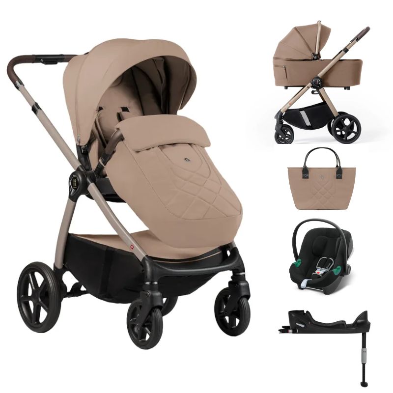 Dada Prams Flux Βρεφικό Σύστημα Μεταφοράς 2-Σε-1 Beige Με Cybex Aton B2 i-Size Volcano Black Και Base One