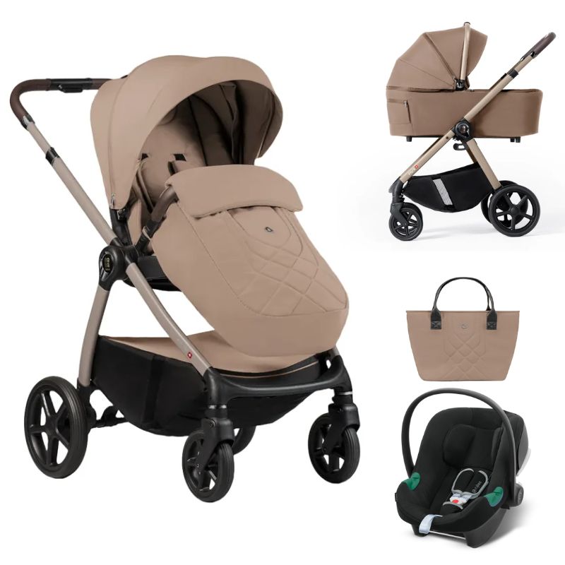 Dada Prams Flux Βρεφικό Σύστημα Μεταφοράς 2-Σε-1 Beige Με Cybex Aton B2 i-Size Volcano Black