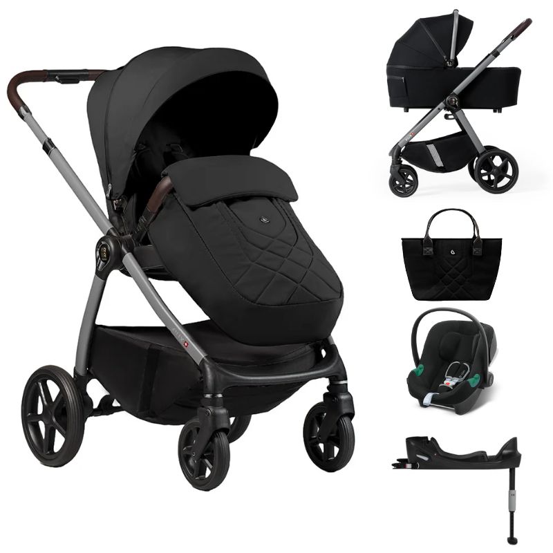 Dada Prams Flux Βρεφικό Σύστημα Μεταφοράς 2-Σε-1 Black Με Cybex Aton B2 i-Size Volcano Black Και Base One