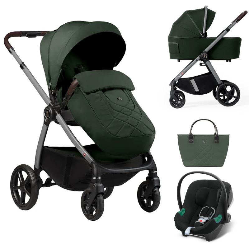 Dada Prams Flux Βρεφικό Σύστημα Μεταφοράς 2-Σε-1 Botanical Green Με Cybex Aton B2 i-Size Volcano Black