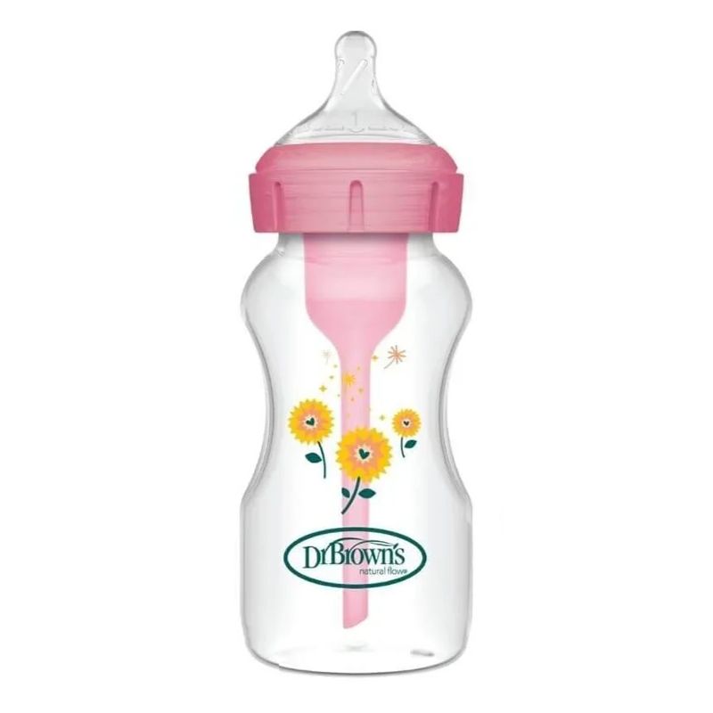 Dr Brown's Options+ Πλαστικό Μπιμπερό Με Φαρδύ Λαιμό 270ml Ροζ