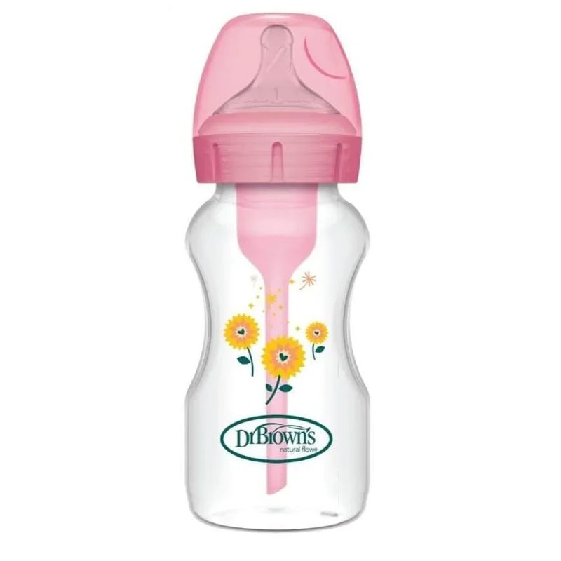 Dr Brown's Options+ Πλαστικό Μπιμπερό Με Φαρδύ Λαιμό 270ml Ροζ