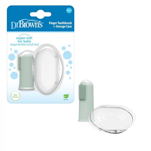 Dr. Brown's Βρεφική Σιλικονούχα Δακτυλική Οδοντόβουρτσα Green
