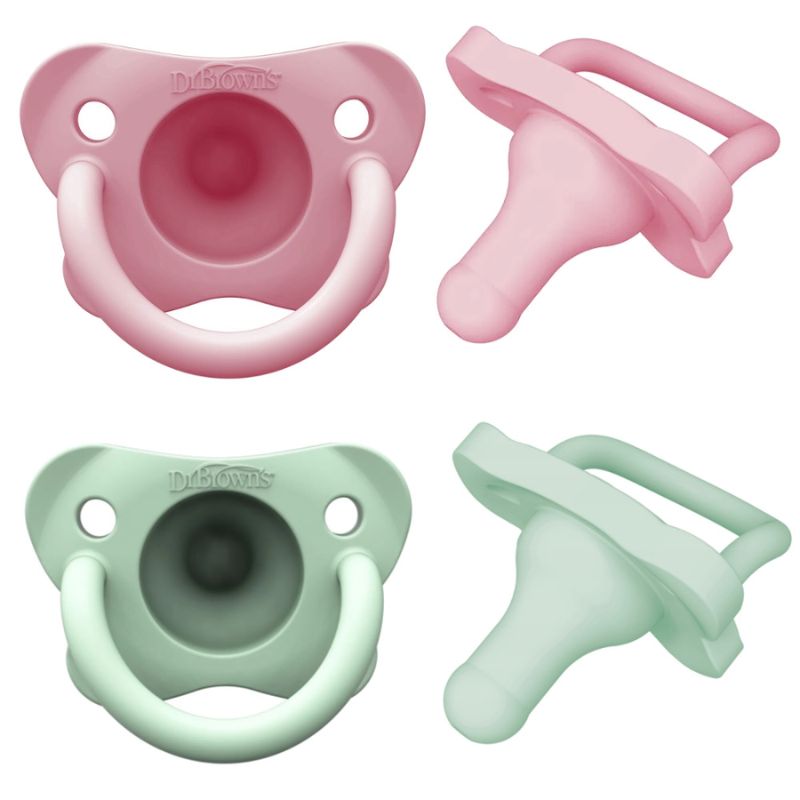 Dr. Brown's HappyPaci Σετ 100% Σιλικονούχες Πιπίλες 2 τμχ Για 0-6 Μηνών Pink / Mint