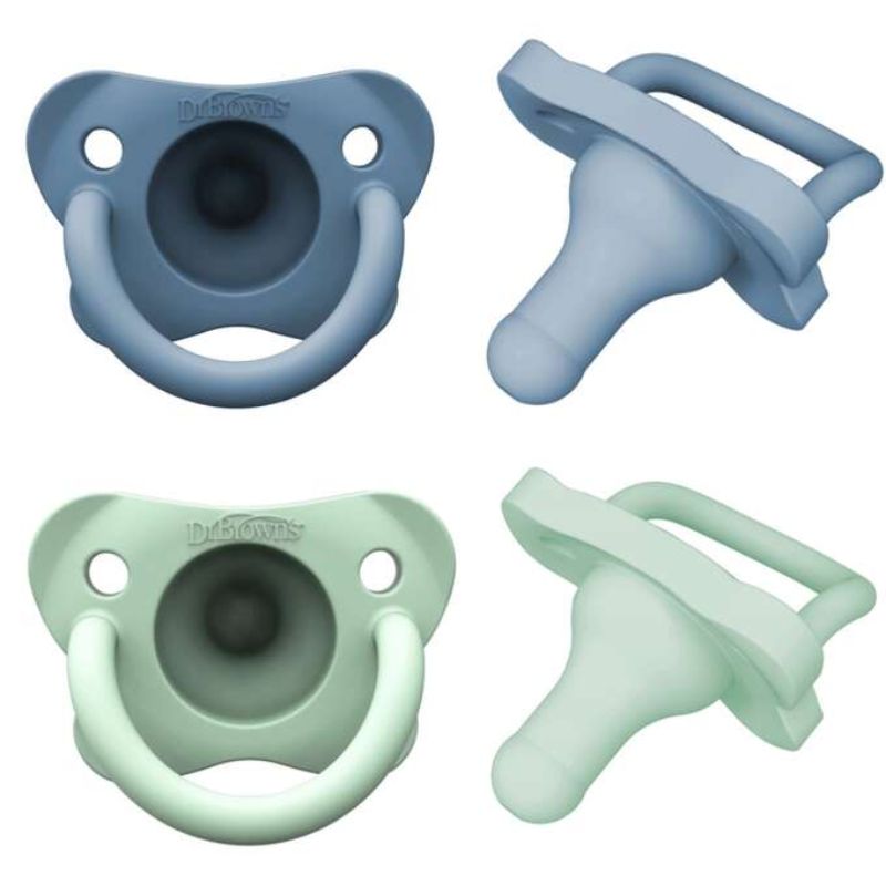 Dr. Brown's HappyPaci Σετ 100% Σιλικονούχες Πιπίλες 2 τμχ Για 0-6 Μηνών Blue / Mint