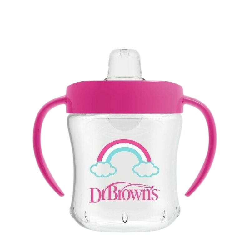 Dr. Brown's Soft Spout Transition Cup Εκπαιδευτικό Ποτηράκι Με Στόμιο Και Χερούλια Για 6+ Μηνών 180ml Pink