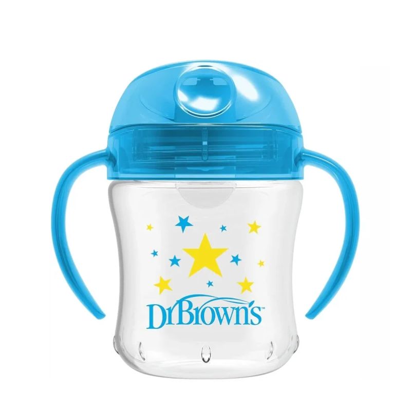 Dr. Brown's Soft Spout Transition Cup Εκπαιδευτικό Ποτηράκι Με Στόμιο Και Χερούλια Για 6+ Μηνών 180ml Blue