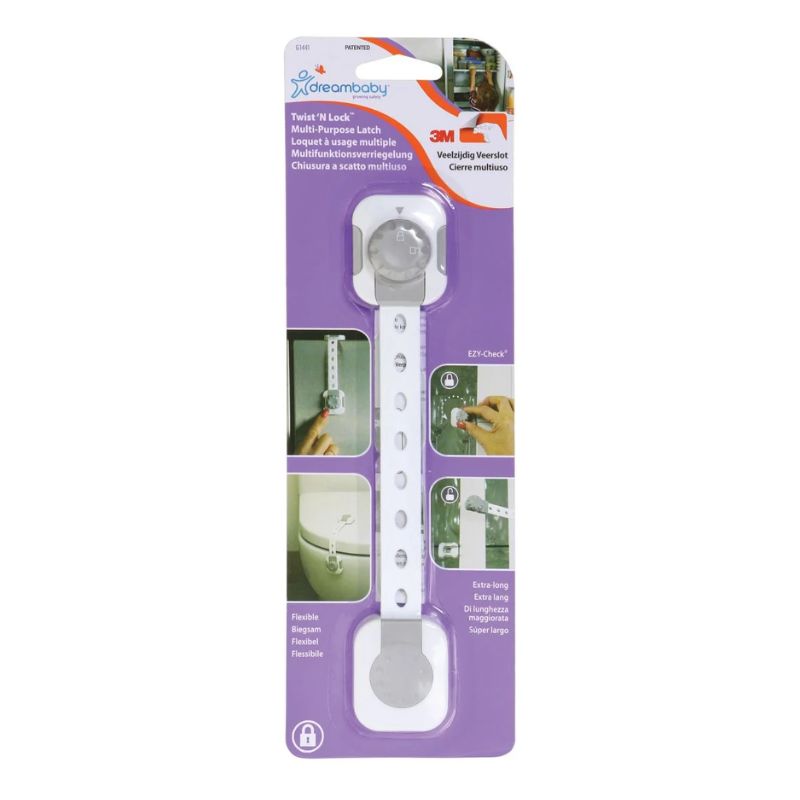 Dreambaby Twist n Lock Σετ Ασφάλειες Ντουλαπιών & Συρταριών 2 τμχ White / Grey