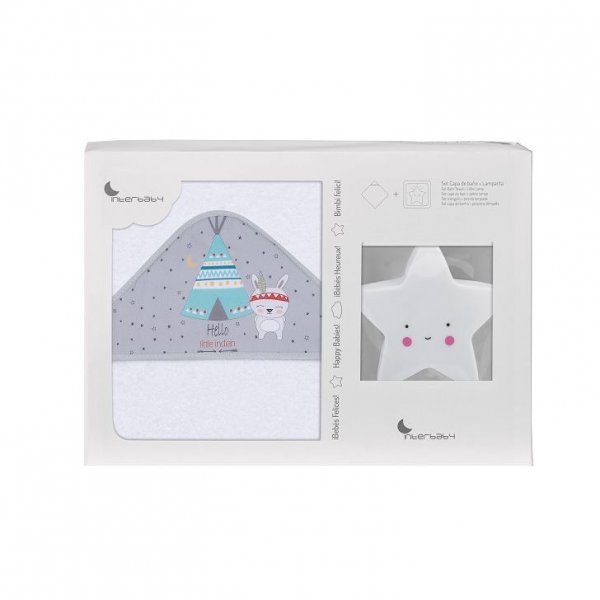 Interbaby ΜΠΟΥΡΝΟΥΖΙ ΚΑΠΑ TIPI OSO GRAY SET ΜΕ ΛΑΜΠΑΚΙ ΝΥΚΤΟΣ
