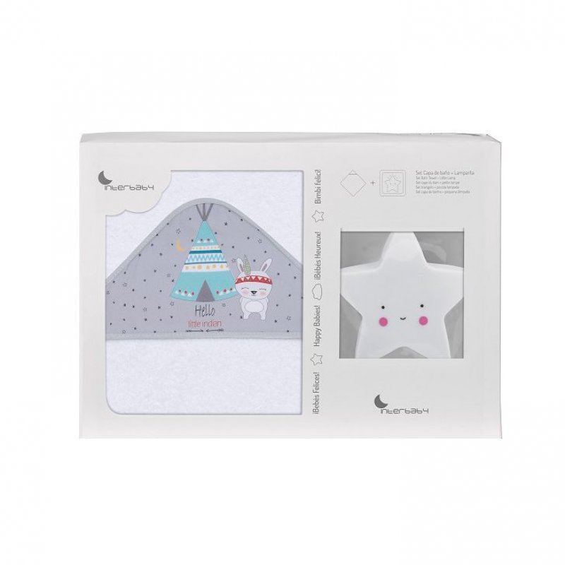 Interbaby ΜΠΟΥΡΝΟΥΖΙ ΚΑΠΑ TIPI OSO GRAY SET ΜΕ ΛΑΜΠΑΚΙ ΝΥΚΤΟΣ