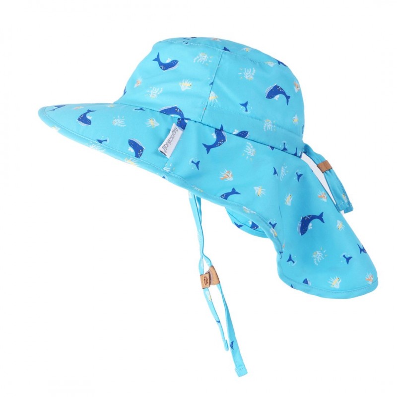 FlapJackKids Αντιηλιακό Καπέλο Με Προστασία Για Το Λαιμό Whale