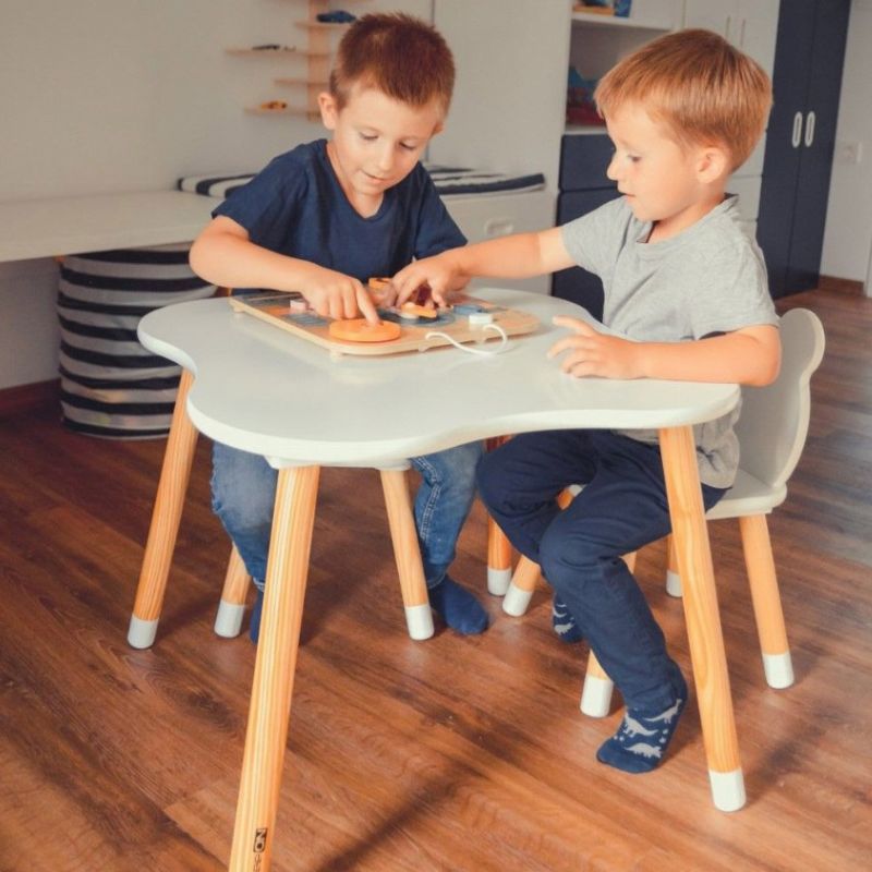 FreeON Bear Ξύλινο Παιδικό Τραπεζάκι Με 2 Καρέκλες White