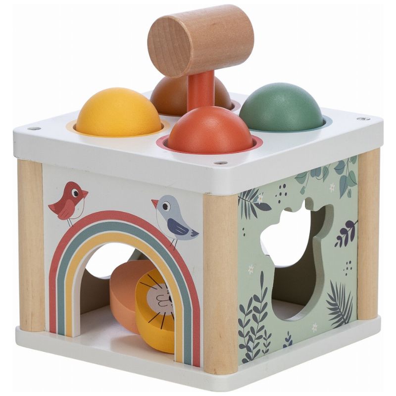 FreeON Free2Play Ξύλινος Κύβος Με Σχήματα Και Σφυρί Για 12+ Μηνών Hit the Ball