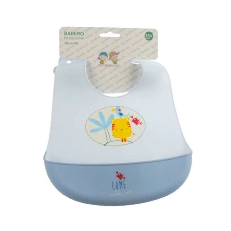 Gamberritos Σιλικονούχα Σαλιάρα Για 4+ Μηνών Little Tiger Blue