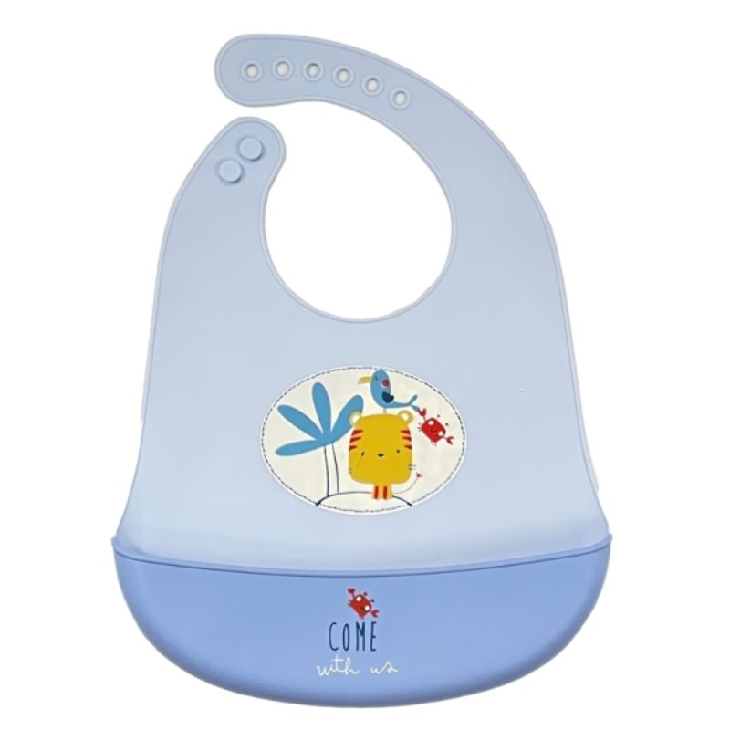 Gamberritos Σιλικονούχα Σαλιάρα Για 4+ Μηνών Little Tiger Blue