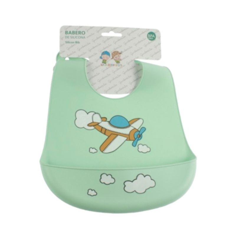 Gamberritos Σιλικονούχα Σαλιάρα Για 4+ Μηνών Airplane Mint