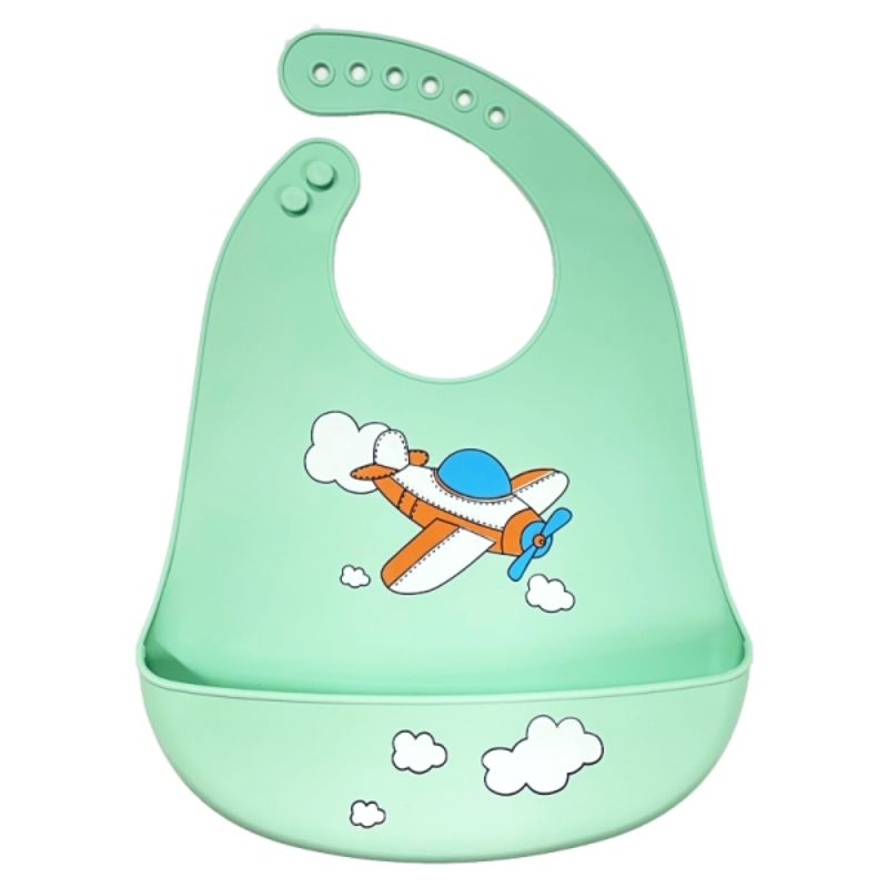 Gamberritos Σιλικονούχα Σαλιάρα Για 4+ Μηνών Airplane Mint