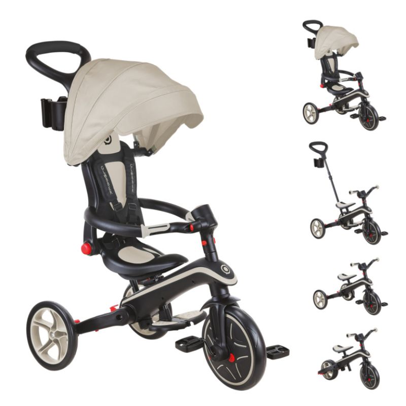 Globber Explorer Trike Αναδιπλούμενο Τρίκυκλο 4-Σε-1 10 Μηνών - 5 Ετών Taupe