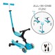 Globber Go Up Active Lights 360° Αναδιπλούμενο Πατίνι 3-Σε-1 Για 15 Μηνών - 9+ Ετών Aqua