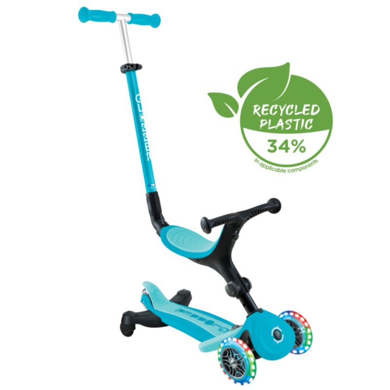Globber Go Up Active Lights 360° Αναδιπλούμενο Πατίνι 3-Σε-1 Για 15 Μηνών - 9+ Ετών Aqua