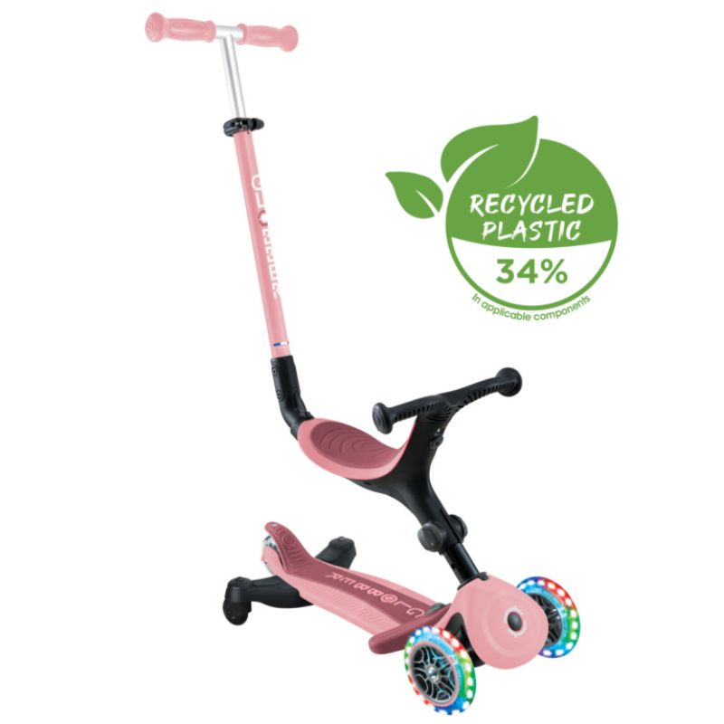 Globber Go Up Active Lights 360° Αναδιπλούμενο Πατίνι 3-Σε-1 Για 15 Μηνών - 9+ Ετών Pastel Pink
